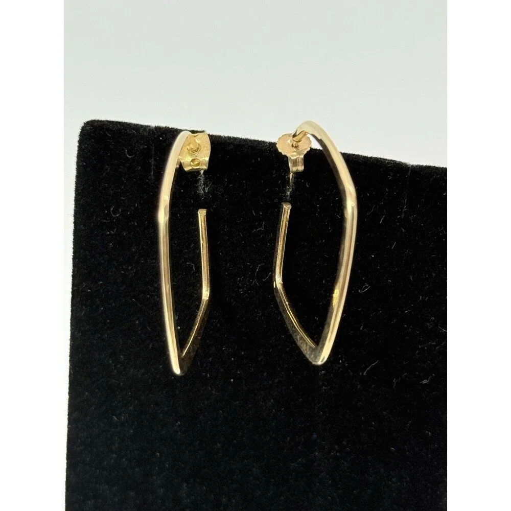 HAMMERED SQUARE HOOPS EARRINGS MARKED 14K GOLD-FILLED FLAT BEVELED EDGE MRSP $95